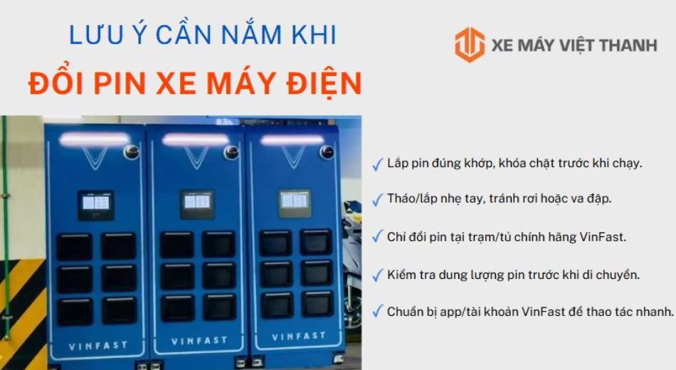 Lưu ý cần nắm khi đổi pin xe máy điện