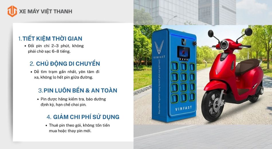 Ưu điểm khi sử dụng xe máy điện đổi pin