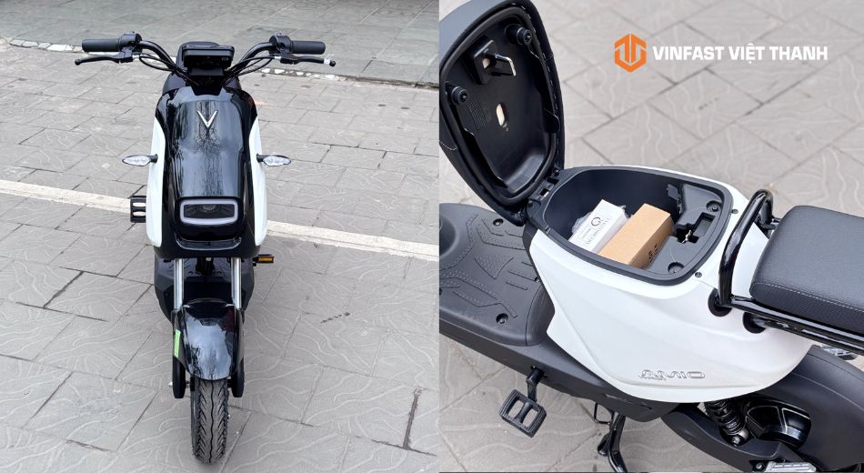 Thiết kế xe máy điện Amio màu đen trắng